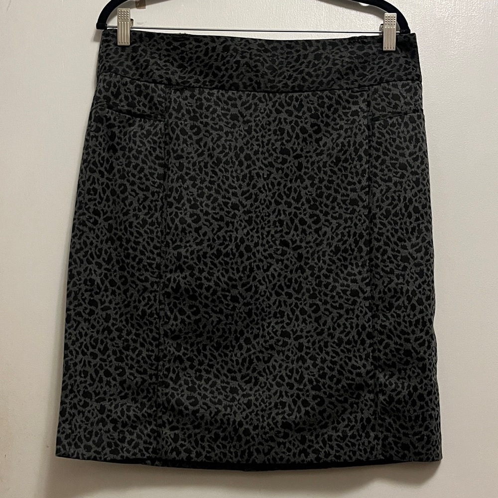 Marina Luna Charcoal Leopard Pencil Skirt